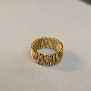 Elegant Gold Mesh Ring 18k Gold Filled Sz 5.75